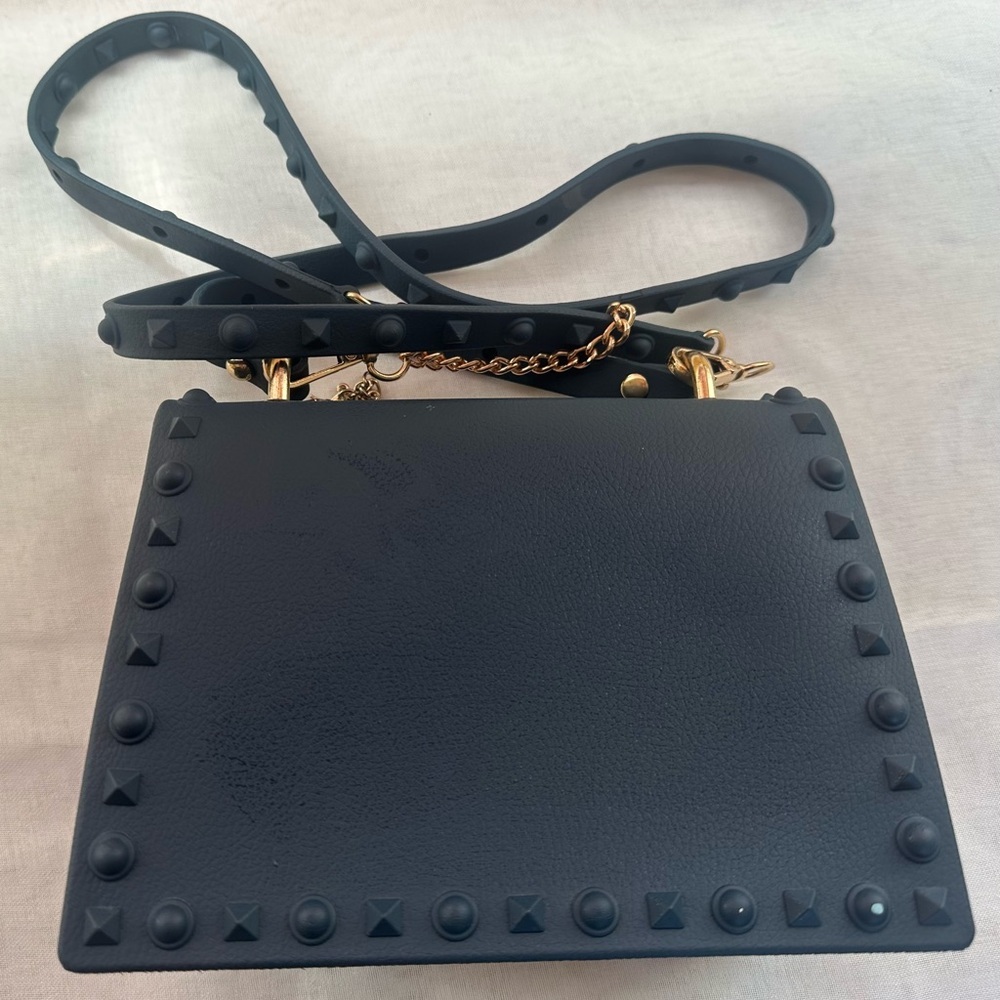 Elegant Navy Blue Studded Handbag - Picture 5 of 7